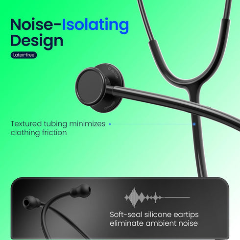 Lightweight Stethoscope, Dual-Frequency Diaphragm, Bell & Diaphragm & Pediatric Diaphragm, Noise-Reducing Silicone Ear