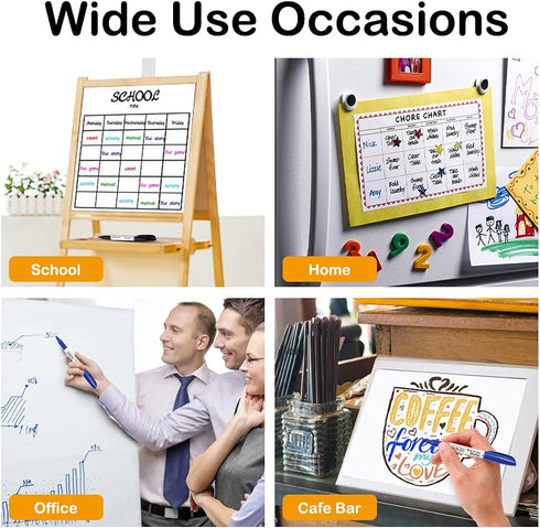 Shuttle Art Wet Erase Markers, 15 Pack Blue 1mm Fine Tip Smudge-Free Markers for Whiteboards and Glass