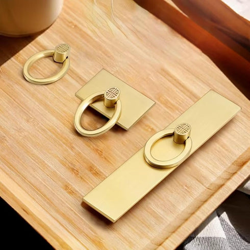 Aoleegatt Hardware(4147-S-Copper Gold Cabinet Pulls Solid Zinc Alloy Kitchen Cupboard Single Hole for Bedside Table