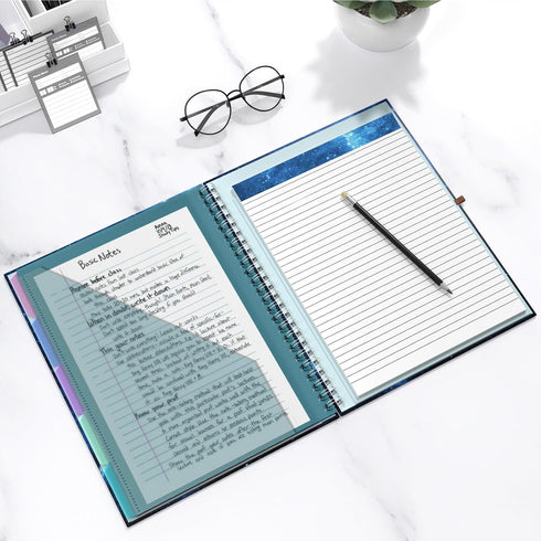 Hongri Clipboard Folio with Refillable Lined Notepad, Clipboards with 5 A4 Folders Storage, Spiral Clip Board