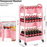 Osivaex 3 Tier Rolling Storage Cart Metal with Wheels, Pink Three Tiered Craft Cart Organizer on Wheels, Utility Carts