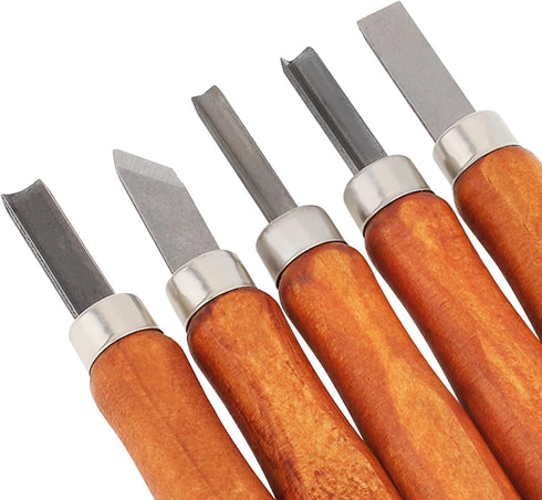5 Pcs Wood Carving Knife Set, HSS Blades and Quality Wood Handle for DIY Sculpture