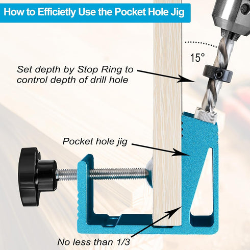Pocket Hole Jig Kit, Dowel Drill Joinery Screw Kit for Carpenters Woodwork Guides and Joint Angle Tool