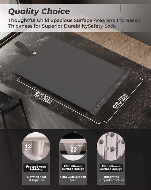 4 Settings, 350W, 120V(AC), Food Warming Mat with Dual Heating Zones, Temp Silicone Easy-Clean, Auto Shut-Off, Timer