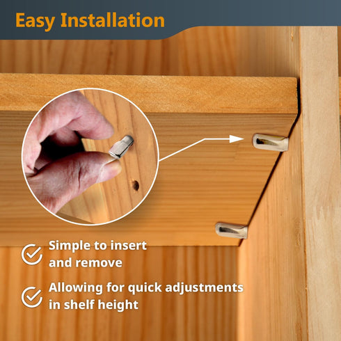 POWERTEC QP1106-P2V 1/4 Inch 200 Closet Shelf Pegs pcs, Spoon Shaped Shelf Pins Support Pegs for Shelves, Kitchen