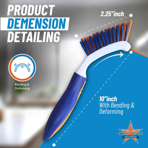 2-Pack 8-Inch Bring It On Grout Cleaning Brush Crevice Cleaning Brush with Stiff Nylon Bristles, Heavy-Duty Scrub Brush