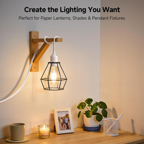 2-Pack 15ft, Cable Matters Hanging Light Cord with Switch - Pendant Light Cord with Plug, White