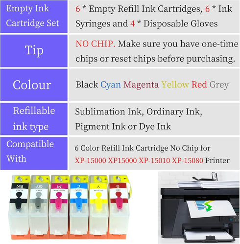 Gooyule 312XL No Chip Refill Ink Cartridges for XP-15000 XP-15010 XP-15080 Remanufactured Sublimation Ink Cartridges