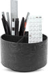 lizimandu Round Leather Art Supply Organizer, 360 Degree Spinning Pencil Holder, Multi-Functional Desktop Stationary