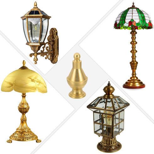 PATIKIL 24.5 52mm 3 Set x Lamp Finials Caps Knob, Solid Brass Lamp Shade Top Decoration Screw Cap Nuts with Brass