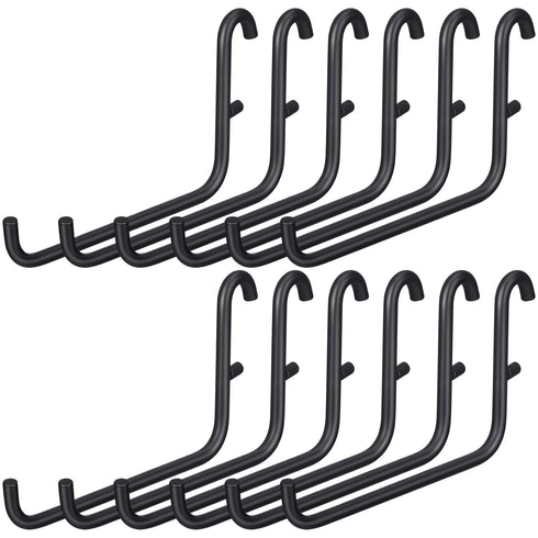 12 Pcs Black Pegboard Hooks, 6 x 9.5 Centimeters, Metal Storage Tool Accessories Compatible with IKEA Skadis Pegboard