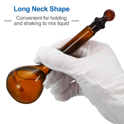 PATIKIL 50ml Volumetric Flask, 2Pcs Graduated Borosilicate Glass Measuring Flask with Glass Stopper