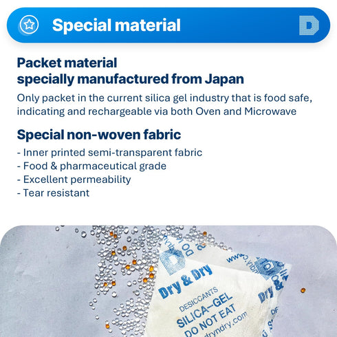 Dry & Dry Orange Indicating Silica Gel Packets - Food Safe Desiccants for Food Storage, 6 Packets (50 Gram)