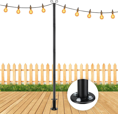 COCONUT String Light Pole for Ground, 8FT Heavy Duty Adjustable Metal Poles for