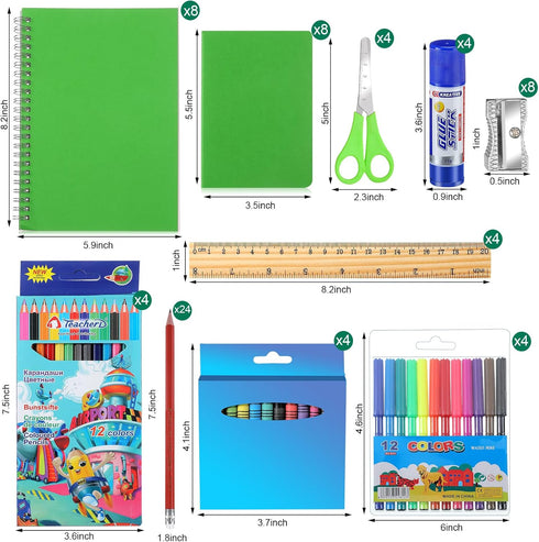 Geyoga 204 Pcs School Supplies for Kids, Bulk Back to School Supply Kit with Notebook, Crayon, Pencil, Scissors, Ruler