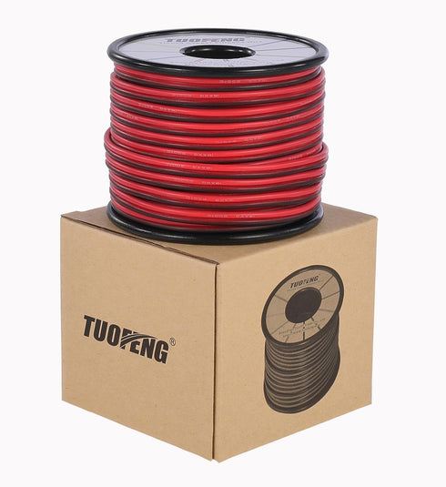 18 AWG Wire Electrical Wires - Flexible Silicone Wire 2 Conductor Parallel Wire (Black 66ft Red 66ft) Stranded
