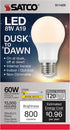 S11429 A19 Bulb, 60W 2700K, Satco Dusk to Dawn LED Light Replacement, Frosted