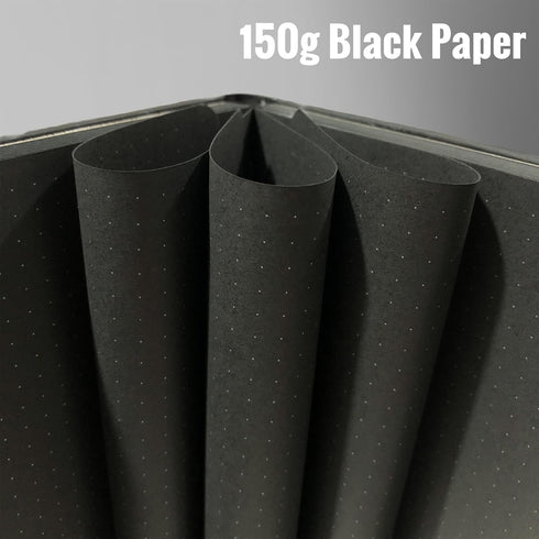 BUKE Dotted Journal, 150gsm Black Paper, 5 * 5mm DOT GRID Layout, 160 Pages, A5 PU Leather Hardcover (Purple)