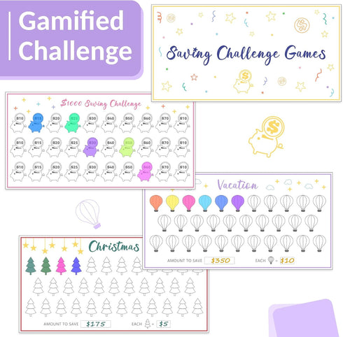 Sooez Budget Binder with Cash Envelopes, Money Saving Challenge, Expense Sheets, Challenge Tracker & Category Labels,
