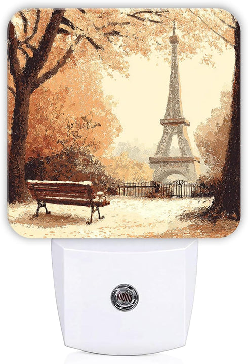 Generic Paris Tower Night Lights Plug Into Wall, Autumn Romantic Autumn Leaves Park