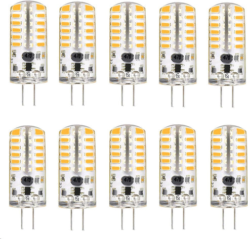 G4 LED Bulbs 12V 3W Bi-Pin, 48 3014 SMD, 20W Halogen Replacement, Silicone Coated, 220 Lumens, 10 Count