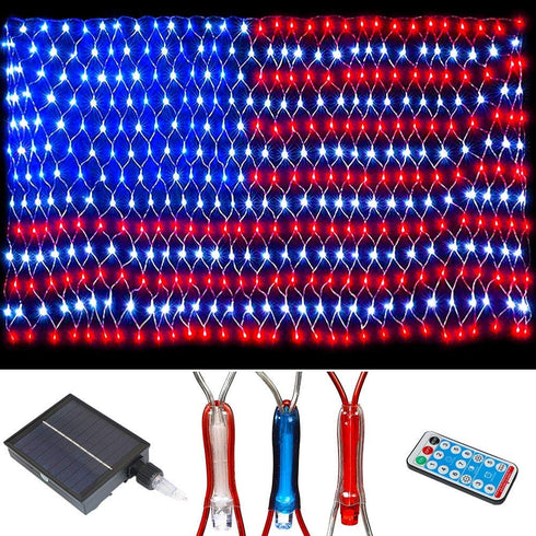 realization American Advanced Flag Lights, 420 LED Solar String Lights, Waterproof Led