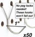 Stainless Steel Pegboard Hooks 50-Pack, 1in J-Hook, Multipurpose for Organizing Necklaces, Jewelry, Craft Supplies