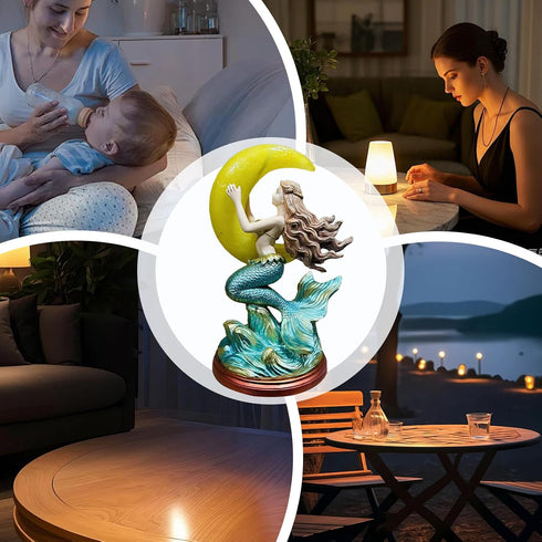 Generic Mermaid Night Light - Resin Touch Control Decoration, Bedroom Decorative Lamp, Nursery Home Bedside Accessory