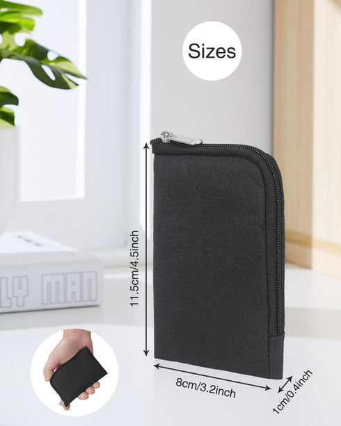 Business Card Holder Case with Zipper Pocket, Wallet for Men or Women, Black Business Card Carrier