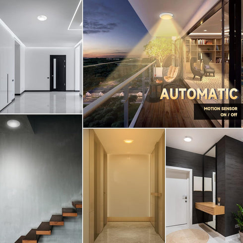 3CCT Countdown 16W 1000Lm, 2Pack ECOELER PIR Motion Sensor Ceiling Light, Selectable Occupancy Light with Time & Light