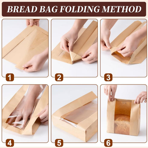 JourHawee 30pcs 13.7x8.3x3.6in 30 Bread Bags With Front Window For Homemade Bread, Sourdough Paper Bread Bags Bakery