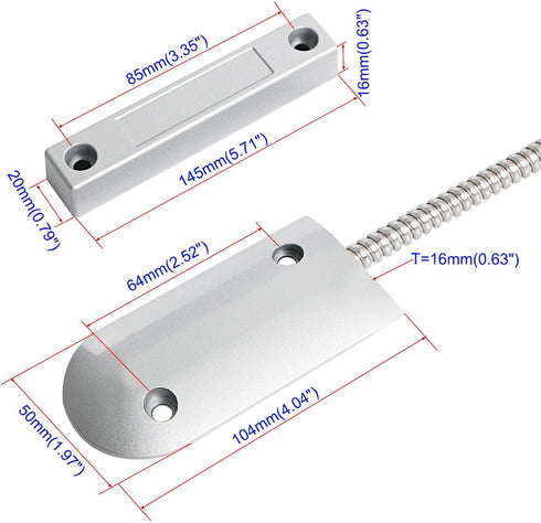 Aoje-Link OC-60B NC Rolling Door Contact Magnetic Reed Switch Alarm Sensor with 2 Wires, Zinc Alloy, 2pcs