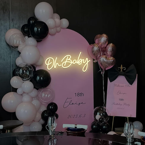 Dimmable (16.9"*8.2") Oh Baby Neon Sign for Backdrop, Baby Shower LED Neon Lights for Wall Decor Light Up Sign