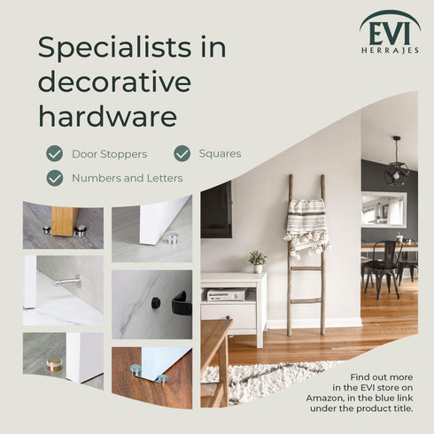 EVI Herrajes Doorstop for Wall Placement, 45 x 17 mm Stainless Steel White Lacquered with Rubber Included
