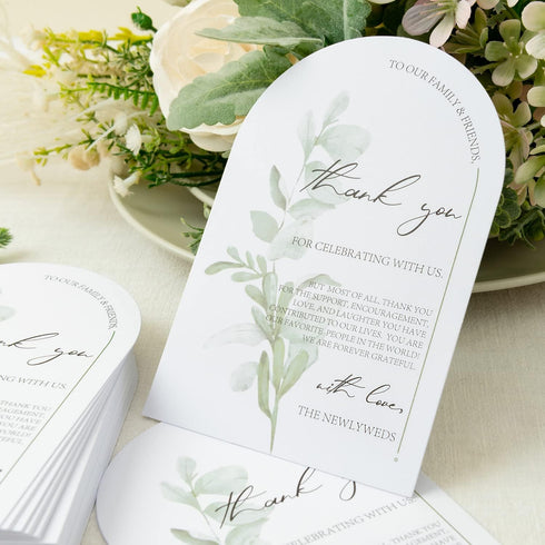 Setting 100 4 6 inch Crisky Arch Design Greenery Thank You Place Cards, Pcs, Chic and Elegant Wedding Table