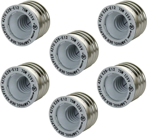 Diodesy- E26 to E12 Socket Adapter Medium to Candelabra Screw Bulb Socket