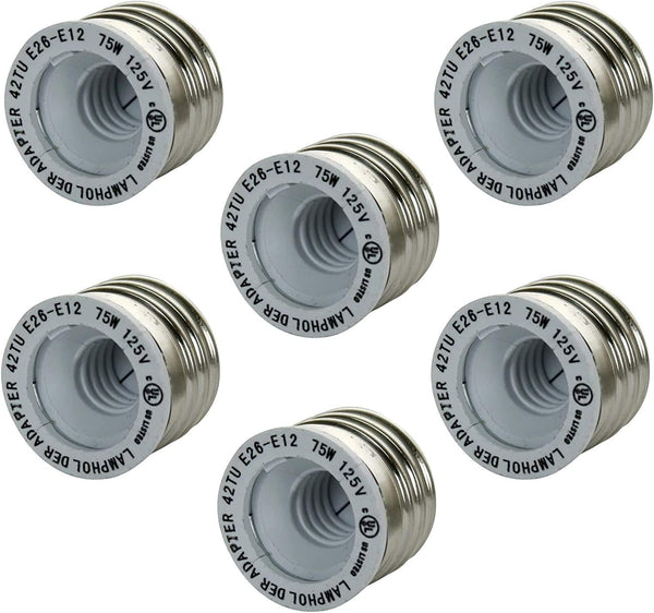 Diodesy- E26 to E12 Socket Adapter Medium to Candelabra Screw Bulb Socket