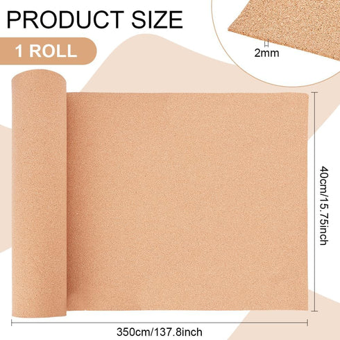 BENECREAT 11.4ftx15.7inch Cork Roll, Sandy Brown Cork Sheet, Bulletin Board Background Cork Board for Kitchen Hot Pads, Wall Decorations and DIY Crafts, 2mm Thick by BENECREAT