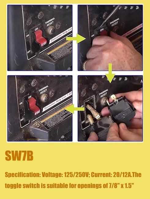 SW7B On-Off Toggle Switch 2 Prong, Replacement for Delta, Ryobi 46023, for Power Tools