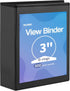 SUNEE Black 3 Ring Binder, 3 Inch, Clear View PVC-Free Binder for School or Office Supplies, Fits 8.5x11 Inches