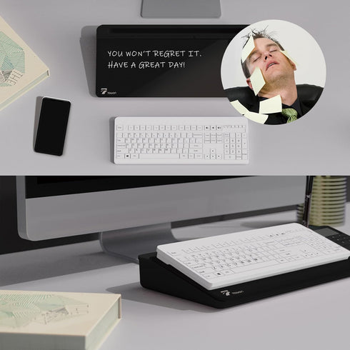 TOWON Desktop Glass Whiteboard with Basic Calculator, 12 Digit LCD Display, Desk Organizers for Office, Home, School