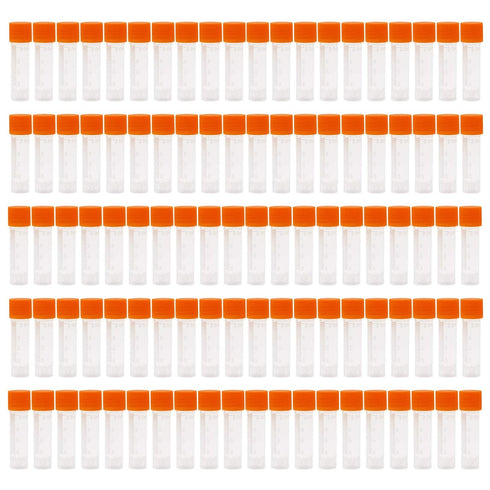 100 Pieces 2ml Plastic Graduated Vial Tube with Screw Caps, Small Test Sample Storage Container for Lab