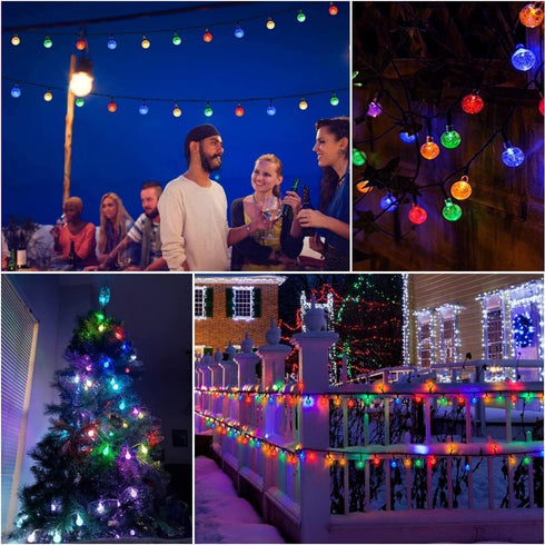 100 40 8 Solar String Lights Outdoor Led Feet Crystal Globe Lights with Lighting Modes, Waterproof Solar Powered Patio