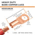 SELTERM 25pcs 4 AWG 3/8" Stud Battery Lugs, Heavy Duty Copper Wire Ring Terminals, UL Bare Copper Eyelets