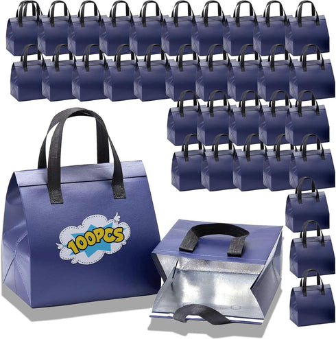 100 Pcs Insulated Take Away Bags, Disposable Lunch Bags For Food Takeaways,