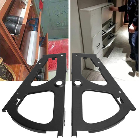 1 1 Layer Shoes Drawer Cabinet Hinges, Pair Steel Black Cabinet Frame Furniture Hinge, Shoes Drawer Cabinet Hinges