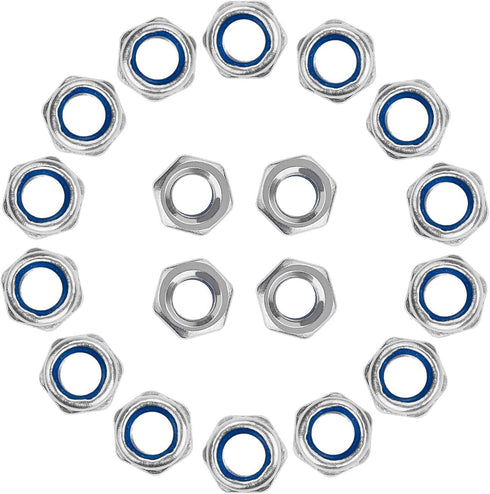 100 Pieces M5 x 0.8mm 304 Stainless Steel Self-Lock Nylon Inserted Hex Lock Nuts