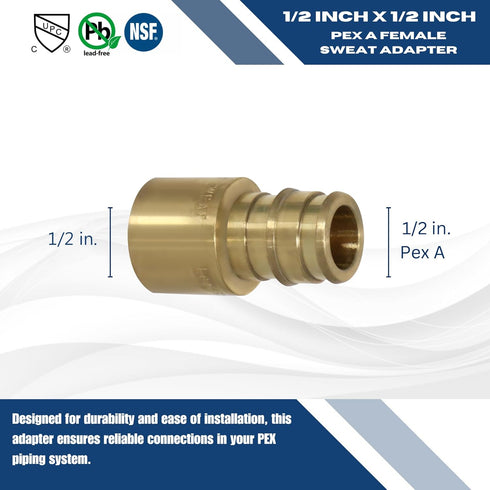 XFITTING 10 Pieces 1/2'' Pex A x 1/2'' Female Sweat Adapter, F1960 Expansion Female Sweat