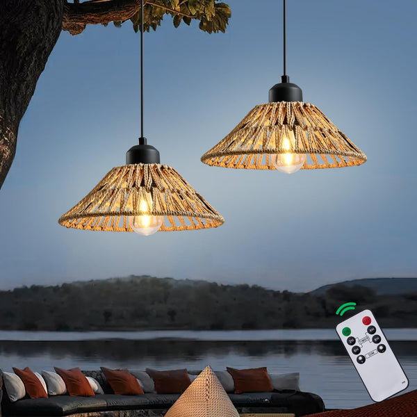 HuixuTe Battery Operated Hanging Outdoor Chandelier, Gazebo Lights Outdoor Pendant Light with