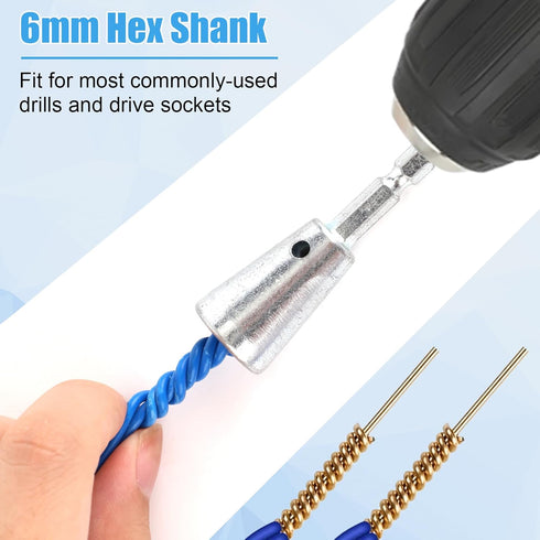 2 Pcs Wire Twisting Tools - 6mm Hex Shank 2-6 Way Wire Stripping Tool for Drill, Cable Nut Stripper